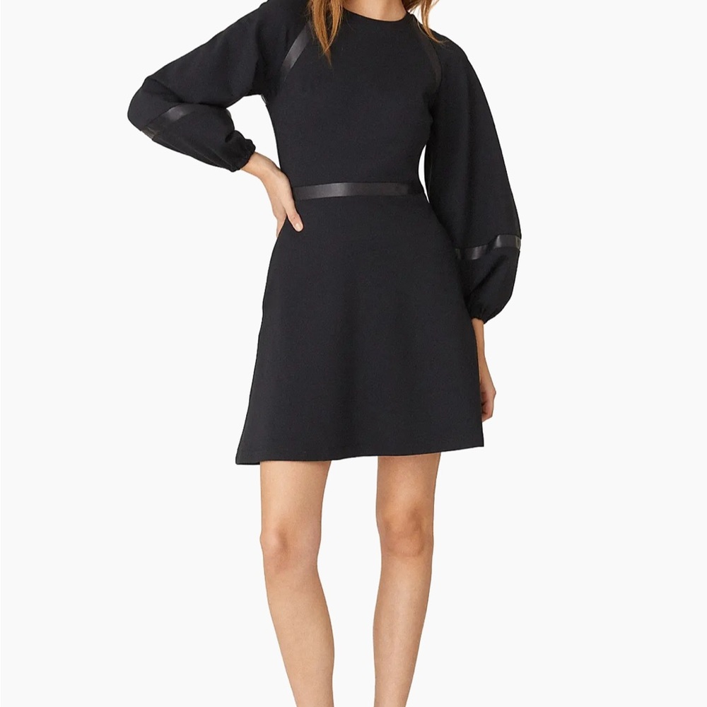 Shoshanna Elsy Vegan Leather-Trim Dress NWT